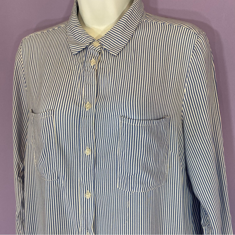 Blue & White Striped Oversized Button Down